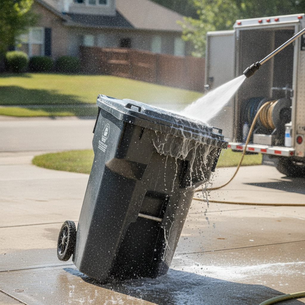 Trash Bin Washing - no people or no text
