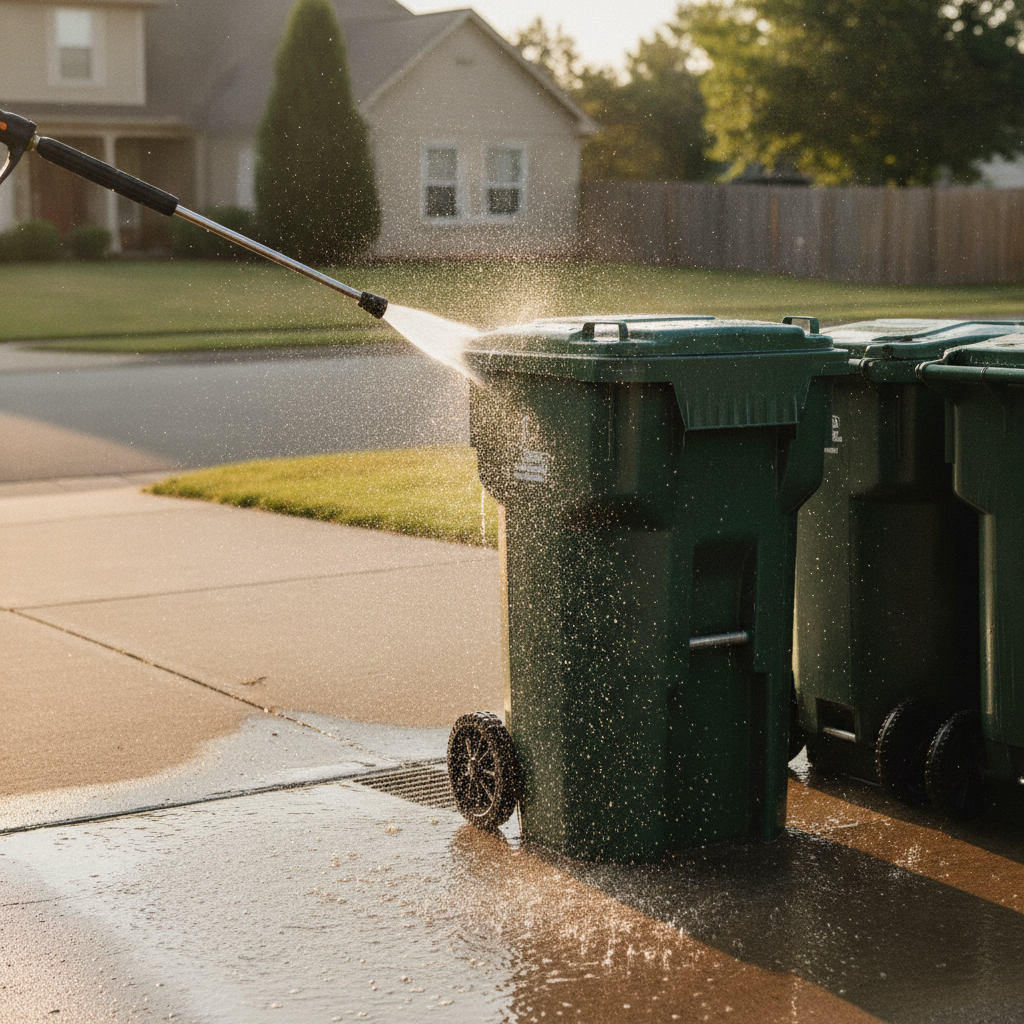 Trash Bin Washing - no people or no text